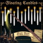 NURADA Floating Candles with Wand Remote Timer - Magic LED Hanging Flameless Taper Candles Flickering Battery Operated for Birthday Theme Party Home Window Decor - White 12 Pack