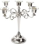 YOUEON 5 Arm Candelabra, Silver Candle Holder, 10.4 Inch 5 Tall Candelabra Candelabra Candle Holder for 1 Inch Diameter Pillar Candles, Candelabra Decoration, Wedding, Dinner Party, Home Decoration