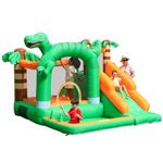 Bounce House Kids Bouncy Castle with Ball Pit Dinosaur Inflatable Bouncer with Long Slide Air Blower for Backyard