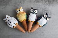 Hortican Owl Shaped Self-Watering Stakes, Set of 4 - Clay Drip Irrigation Spikes for Consistent Plant Hydration - Ideal for Indoor & Outdoor Gardening, Home & Vacation Plant Care