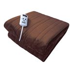 Bauer Electric Heated Throw Blanket with Luxury Fleece Lining | 10 Heat Levels | Machine Washable | Brown