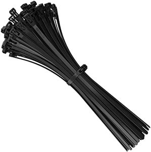intervisio Fascette Plastica per Cablaggio Riutilizzabili, 300 mm x 7,6 mm, Nero, Richiudibili, Riapribili, Fermacavo Elettricista 300mm Nylon Cavi Stringicavo, Nere, 100 Pezzi