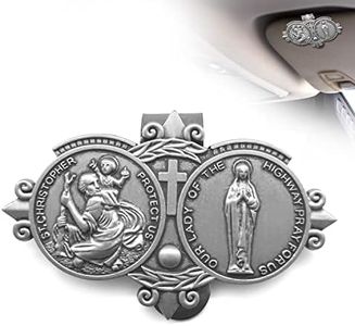 ANOWVI St Christopher Medal for Car Visor Clips, Our Lady of The Highway Visor Clips for Cars