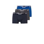 BOSS Mens Trunk 3P Power Three-Pack of Logo-Waistband Trunks in Stretch Cotton