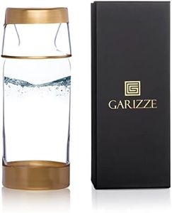 GARIZZE Bedside Water Carafe and Glass Set for Bedroom, Bedside Carafe and Glass Set, Mouthwash Decanter for Bathroom, Water Carafe with Glass Cup for Nightstand (24-oz/7-oz) (GOLD) GIFT BOX