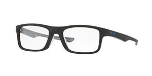 Oakley OX8081 Plank 2.0 Rectangular Prescription Eyeglass Frames, Satin Black on Blue/Demo Lens, 51 mm