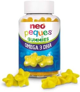 Neo Peques Omega 3 DHA - Orsetti Gommose Vitaminici per Bambini dai 3 Anni - 30 Compresse (1 mese) - 100% Naturali - La Gomma contiene Colina, Vitamine del gruppo B e Memoria - Sapore Limone