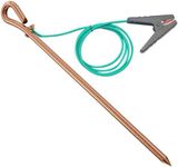 Portable Ground Rod - Copper Electrical Grounding Pin with 4ft Flexible Grounding Wire UL Listed | Great for Electric Fences,Antennas,Satellite Dishes,Tie Out Stake (Ground Pin + Clip Cable UL Listed)