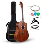 Kadence SH03-C Slowhand 41" Electro Acoustic Guitar | Dreadnought Demi Cutaway | Built-in Pickup + 2 Band EQ | Comes with Bag, Capo, Strings, Cable, Picks | Includes Learning Course | Brown