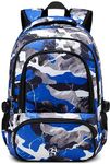 BLUEFAIRY Kids Backpacks for Boys Girls Camouflage Elementary School Bags Kindergarten Bookbags Lightweight Durable (Blue Camo)