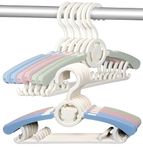 MOM CARE Plastic Clothes Hanger Extendable Anti Slip with Hooks for Babies Kids Wardrobe Multicolor Pack of 12