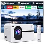 2024 New Mini Projector with 5G WiFi, Full HD 1080P, Supports BT 5.1 Projector with 12000 Lumens for Home Cinema, Compatible with Smartphones, Android/iOS/TV Box/PS5/XBOX.