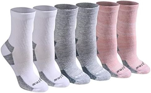 Dickies Women's Dri-Tech Advanced Moisture Wicking Mid-Crew Socks, Available in M-L (6,12, White Assorted (6 Pairs), Medium