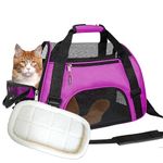 Kraptick Large Pet Shoulder Bag, Travel Portable Bag with Belt and Cushion for Little Dogs, Cats, Puppies, and Small Animals, Pet Travel Carriers, Duffle Bags (for Pets up to 10Kgs) [Purple]