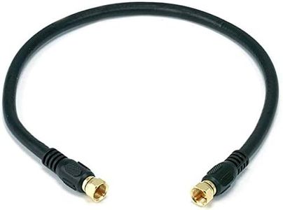 Monoprice RG6 Quad Shield CL2 Coaxial Cable with F Type Connector for Television, 1.5Ft