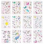 KUUQA 24 Sheets Unicorn Temporary Tattoos for Boys and Girls,82 Unicorn Designs, for Unicorn Birthday Party Supplies and Birthday Gift（12 Patterns Sheet）