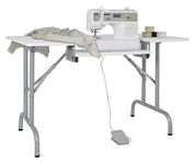 Sew Ready Multipurpose, Folding Sewing Table, Desk, 47.5 inches W x 28 inches D x 30 inches H, Silver/White