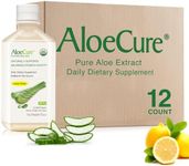 AloeCure USDA Organic Aloe Vera Juice Lemon Flavor - Made Within 12 Hours of Harvest - Natural Stomach Acid Buffer to Support Digestive Comfort, Immune System, and Balanced Stomach Acidity - 12x500ml