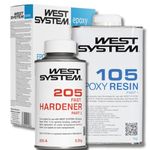 WEST SYSTEM Epoxy Resin and Hardener - 105/205 A Pack - Marine Grade Epoxy for Wood, Metal & Fibreglass, Suitable for Outdoor Use, Furniture & DIY – Ideal for Polyester Surfaces & Gap Filling