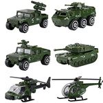 Hautton Diecast Police Cars Toy Vehicles, 6 Pack Alloy Metal Army Toys Model Cars Playset Police Patrol Jeep SWAT Truck Toy Cars Ideal for Age 3+ Kids Boys Toddlers -Green