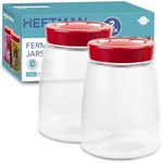 HEFTMAN Fermenting Jar With 1 Way Air Release Vent - 1.4 Litres, 2 Pack - Ideal for Safe Fermentation for Kefir, Kimchi, Sauerkraut, Sourdough Starter, Overnight Oats - Fermentation Jars Pack of 2