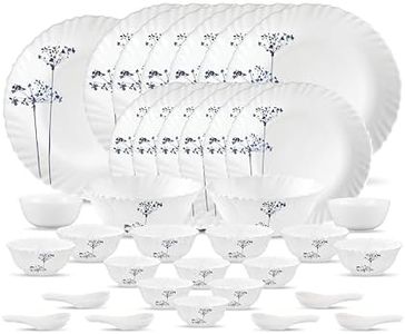 La Opala, Novo Collection, Opal Glass Dinner Set 35 pcs, Aqua Spray, White
