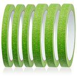 Green Masking Tape,6 Rolls Fine line Masking Tapes,Artist Masking Tape,8mm/12mm Widex22 Yard Green Painters Tape,Writable Masking Tape for Painting Artists Decorating DIY Automotive School Office