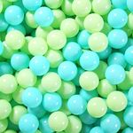 GUESVOT Green Ball Pit Balls - Crush Proof Plastic Balls for Ball Pit Pack of 100pcs Set for Toddlers Ball Pool Playtent Tunnels with Reusable Storage Bag - 2.16 Inch (Green+Blue)