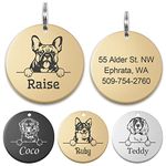 Nibana Personalized Dog Tags, Stainless Steel Pet ID Tags, Anti-Lost Dog Name Tag Pet Collar Charm, Engraved on Both Sides, 66 Dog Breeds Available(Add Pet Name Gold)