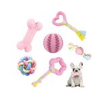 Bambinom 6-Pack Puppy Teething Toys - Small Dog Toys for Small Breeds - Cute Pink Rubber Chew Toys - Puppy Essentials - Best Pet Birthday Eco-Friendly Set of 6