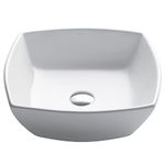 Kraus KCV-126 Modern Elavo Ceramic Flared Square Vessel Bathroom Sink, White