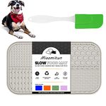 Licking Mat Slow Feeder for Dogs & Cats,Miaomitun Premium Lick Pad with Suction Cups for Dog Anxiety Relief, Slow Feeder Dog Bowls, Bathing, Grooming and Training (Gray)