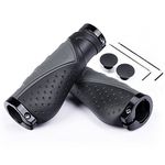 PRUNUS Bike Handlebar Grips, Mountain Bike Grips Non-slip Rubber, Bicycle MTB Grips Shockproof Waterproof with Aluminum Double Lock-On Design, Ergonomic BMX Grips for Most Bikes