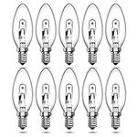 Luxvista 10-Pack 28W E14 Halogen Candle Light Bulbs, C35 SES Small Edison Screw Bulb E14 dimmable, Clear Glass E14 Candle Bulb Warm White 2700K for Chandelier, Wall Sconces, Pendants