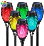 IkeeRuic Christmas Decorations Outdoor, Multicolor Solar Christmas Lights Outdoor with Flickering Flame, Solar Torch Light for Xmas Decor, Solar Powered Outside Lighting for Yard Pathway Patio Outside