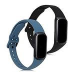 kwmobile Straps Compatible with Samsung Galaxy Fit (SM-R370) Straps - 2X Replacement Silicone Watch Bands - Anthracite/Black