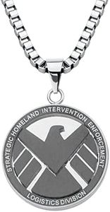 Marvel Comics Men's Stainless Steel Shield Chain Pendant Necklace, 24"