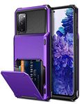 Vofolen for Galaxy S20 FE 5G Case Wallet Credit Card Holder 4-Card Slot Hidden Back Pocket Dual Layer Hybrid Rugged Rubber Bumper Protective Hard Shell Cover for Samsung Galaxy S20 FE 5G Purple