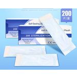 Sterilization Bags,200pcs Self-Sealing Autoclave Sterilization Pouches,200pcs/Box,1 Boxes,19×36cm