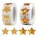 1000 Pcs Large Holographic Gold Star Stickers, 1" Star Adhesive Label Reward Stickers, Self Adhesive Metallic Glitter Foil Stickers for Parents, Teachers and Kids