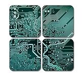 4 x Square Motherboard Coasters - Computer Geek Gamer Tech Jigsaw Gift #78318