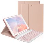 LAMA 10.2&10.5 Inch iPad Keyboard Case, Wireless Keyboard for 10.2&10.5 inch iPad (9th 2021/8th 2020/7th Generation 2019, iPad Air 3 2019,iPad Pro 2017) Detachable Keyboard&Pencil Holder,‎Pink