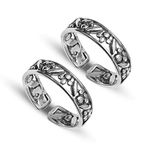 Amazon Brand - Anarva Women's Cut work Toe-Ring in 925 Sterling Silver BIS Hallmarked Antique Oxidized