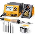 SEEKONE 60W Soldering Station 180℃ - 480℃（352°F - 896°F）Soldering Iron Station with 5 Extra Iron Tips, ESD Safe, 3 Preset Channels, °C/ºF Conversion, Auto Sleep, Calibration Support & Power-on Memory