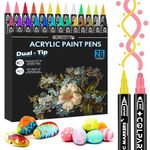 Surcotto Acrylic Paint Pens, Paint Pens for Rock Painting, 26 Colours Dual Tip Paint Markers Permanent, Glass Paint Pens Waterproof & Quick drying, for Wood, Fabric, Plastic, Canvas, Glass, Mugs