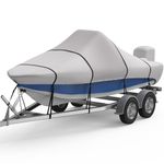 RVMasking 1200D Middle Center Console Bass Boat Cover for V-Hull Runabouts and Bass Boats with Motor Cover Fits 16'-18.5' Long and Beam Width up to 98" W, Gray