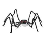 Halloween Spider with Light Up Eyes (LED Lights) - Decorations 4 Ft Hairy Spider Prop with Giant LED Red Eyes - Halloween Decor for Indoor, Outdoor, Golf Cart, Wall - Halloween Door Hanger
