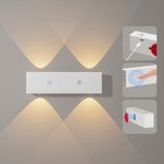 LED Wall Lights 4 Light Source, Wall Lamp Cordless & Rechargeable & 3 Dimmings, Wall Lamps for Living Room Bedroom Pictures Corridor, Warm White