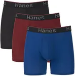 Hanes Total Support Pouch Men's Boxer Briefs Pack, Anti-Chafing, Moisture-Wicking Underwear, Odor Control (Reg or Long Leg), Blue/Red/Black Regular Leg, 3X-Large