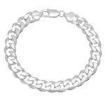 8.9mm High-Polished .925 Sterling Silver Flat Curb Chain Bracelet, 9 inches